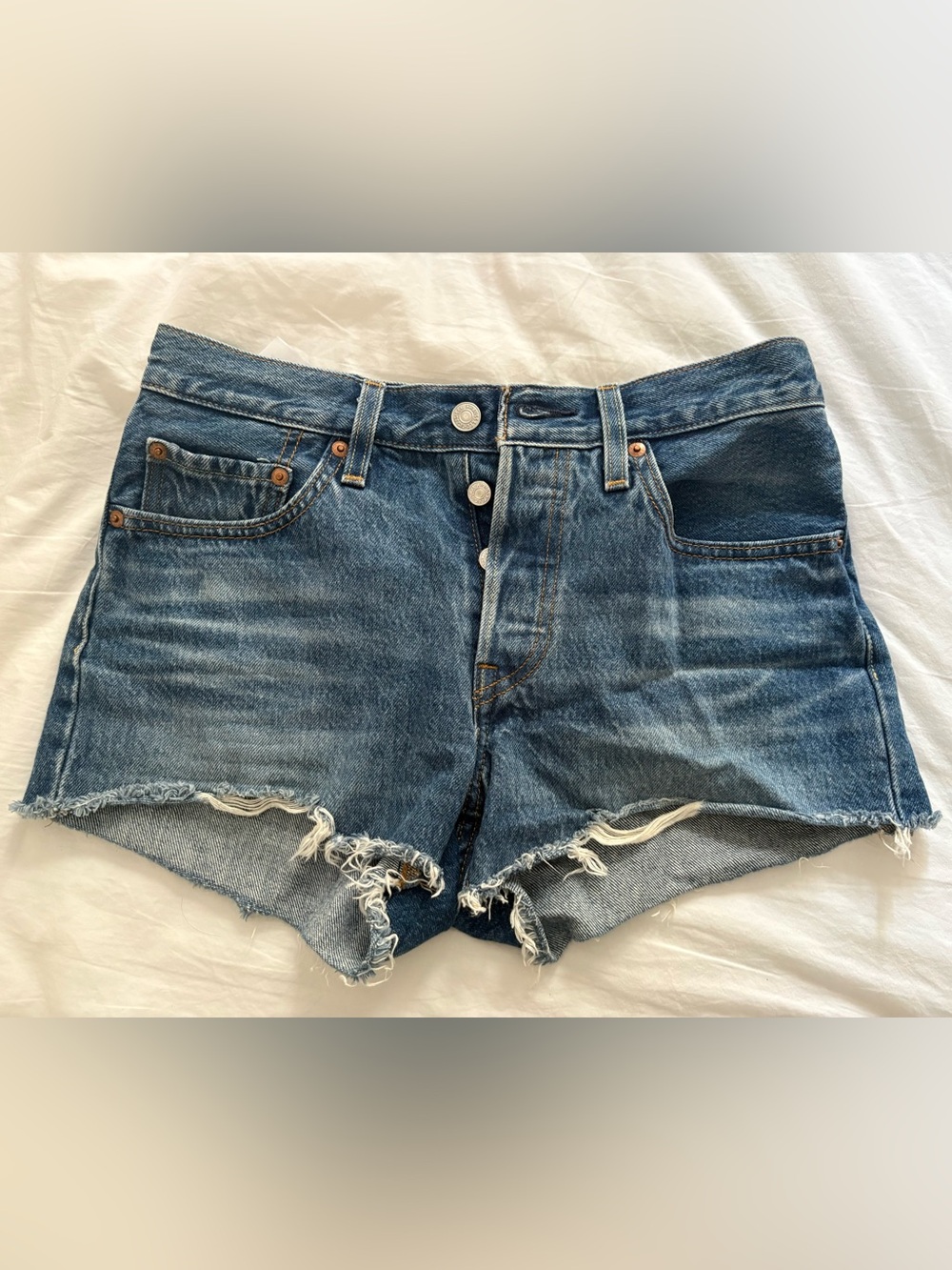 Levi's Distressed Denim Cutoff Shorts - Blue